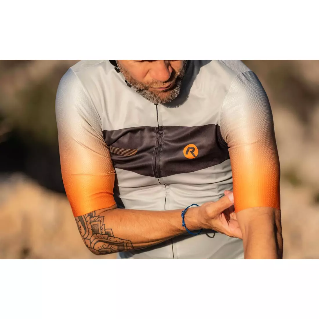 Rogelli DAWN men's cycling jersey, grey-orange