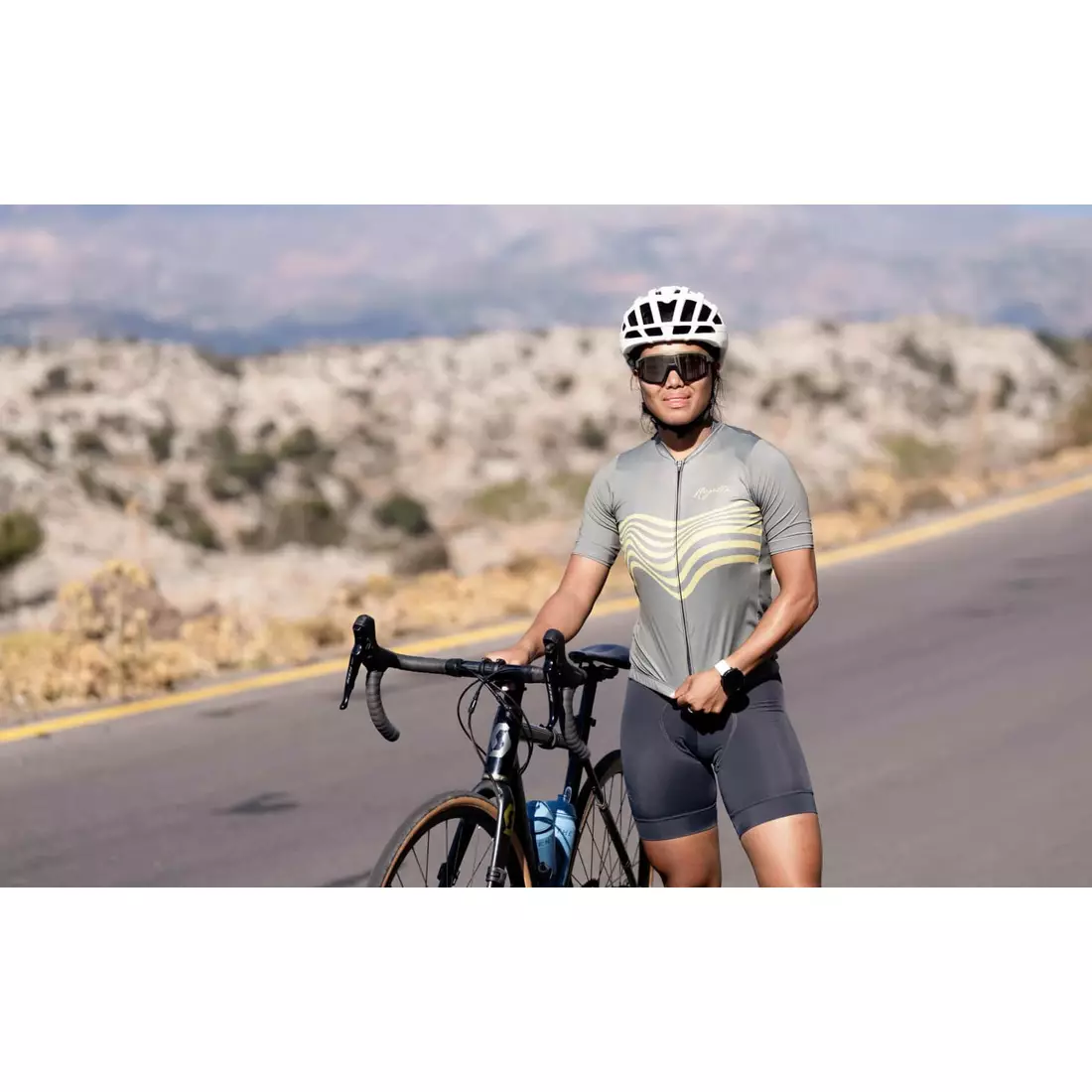 Rogelli DIAGA women's cycling jersey, green-gold
