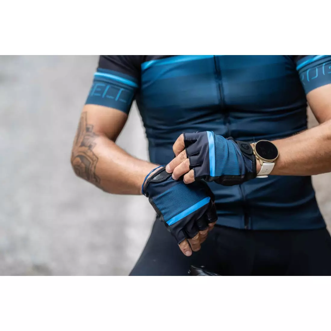 Rogelli HERO II cycling gloves, black and blue