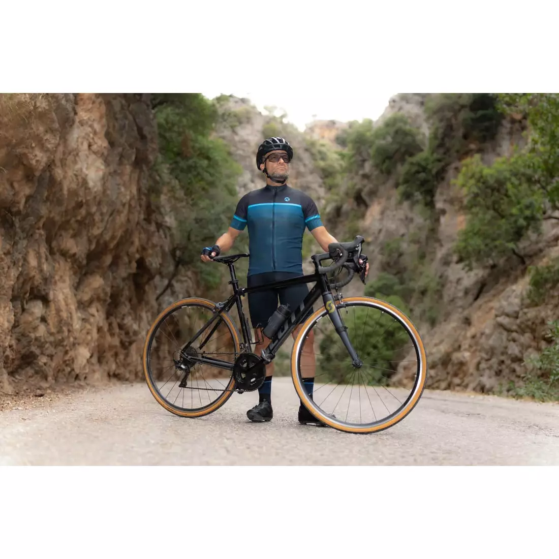 Rogelli HERO II men's cycling jersey, black and blue