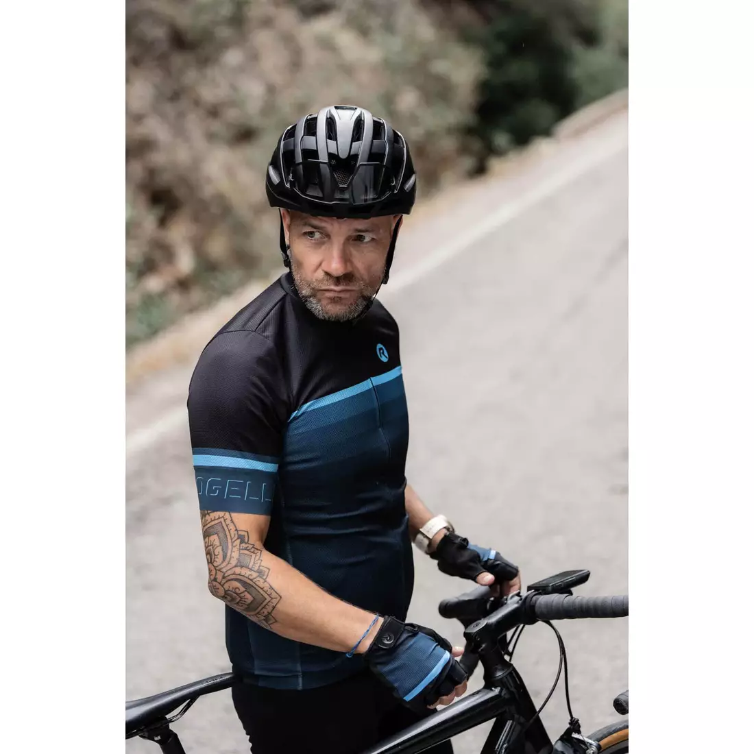 Rogelli HERO II men's cycling jersey, black and blue