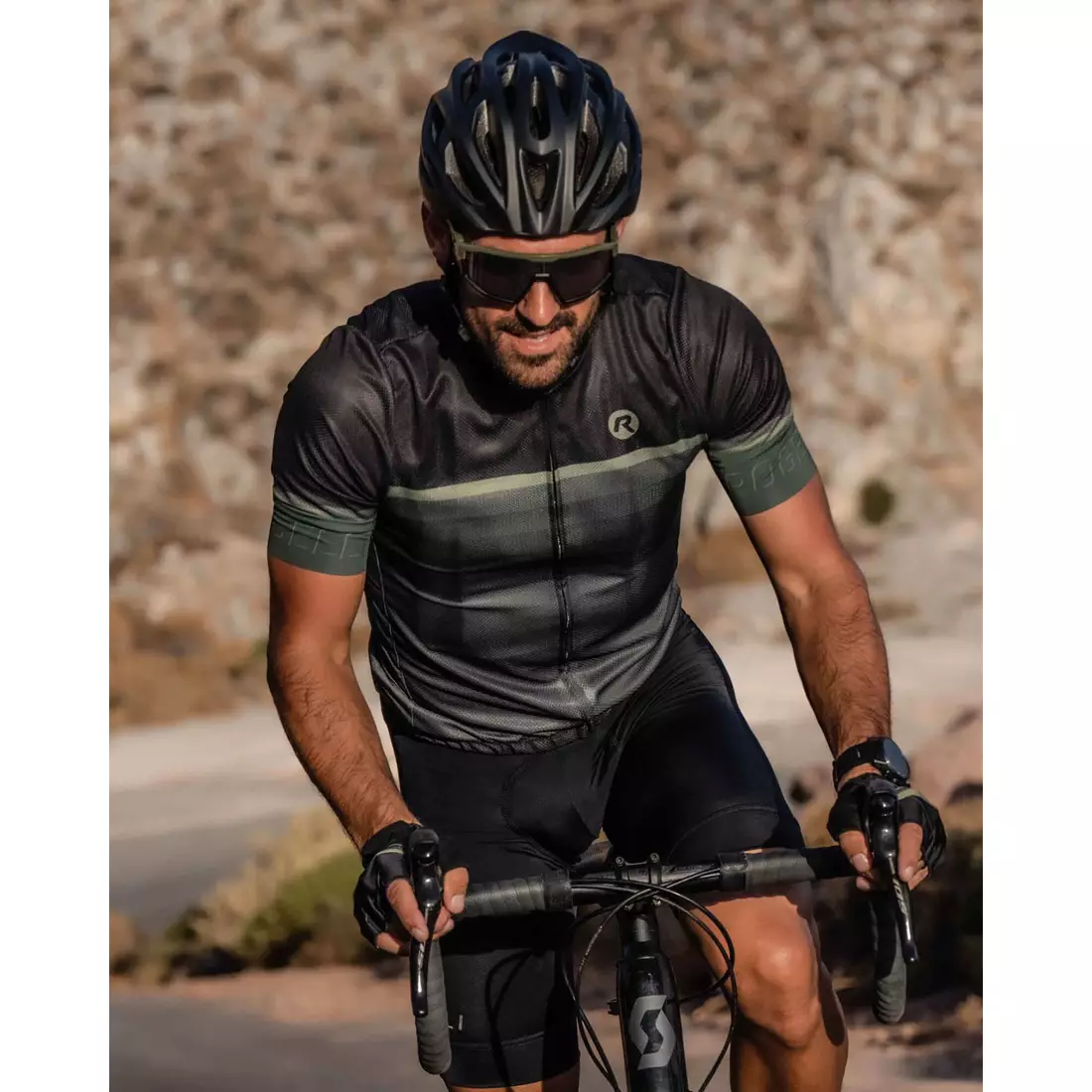 Rogelli HERO II men's cycling jersey, black and green