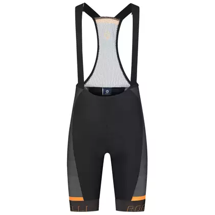 Rogelli HERO II mens cycling bib shorts, black and orange