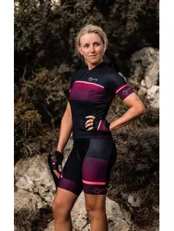 Rogelli IMPRESS II women's cycling jersey, black-wine-coral