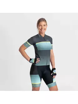 Rogelli IMPRESS II women's cycling jersey, turquoise-yellow-gray