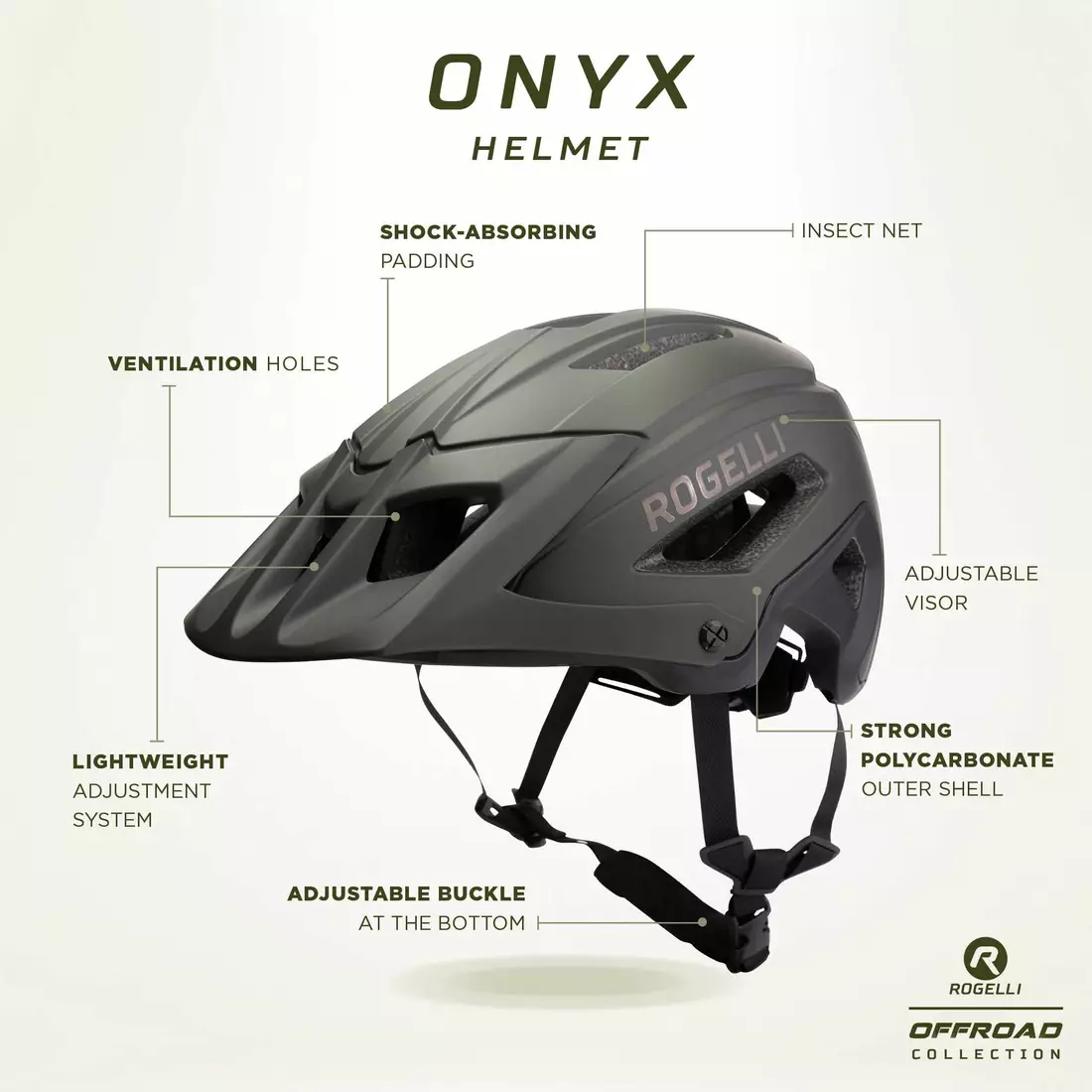 Rogelli MTB ONYX bicycle helmet green