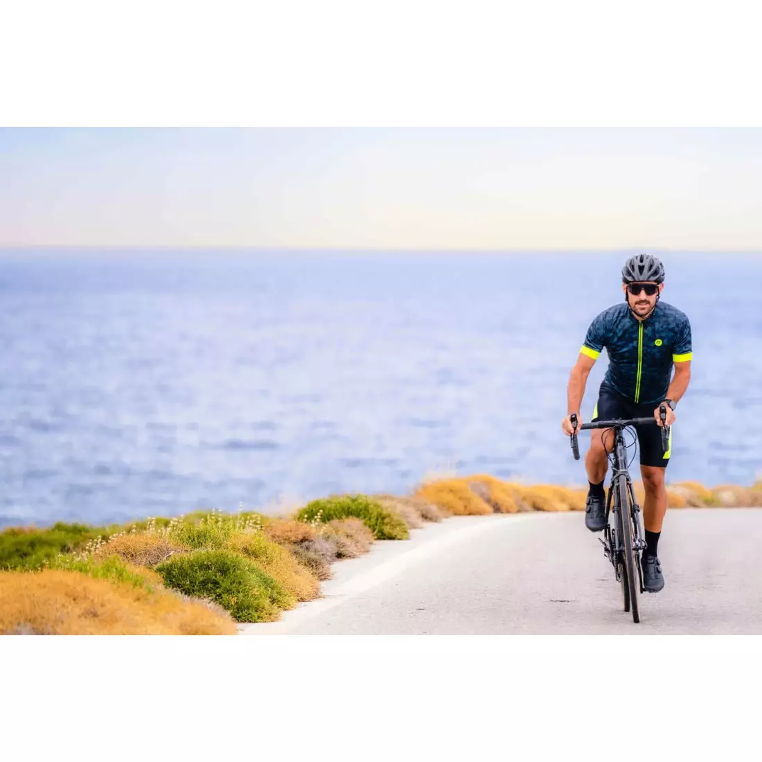 Rogelli RUBIK men's cycling jersey, blue-fluorine