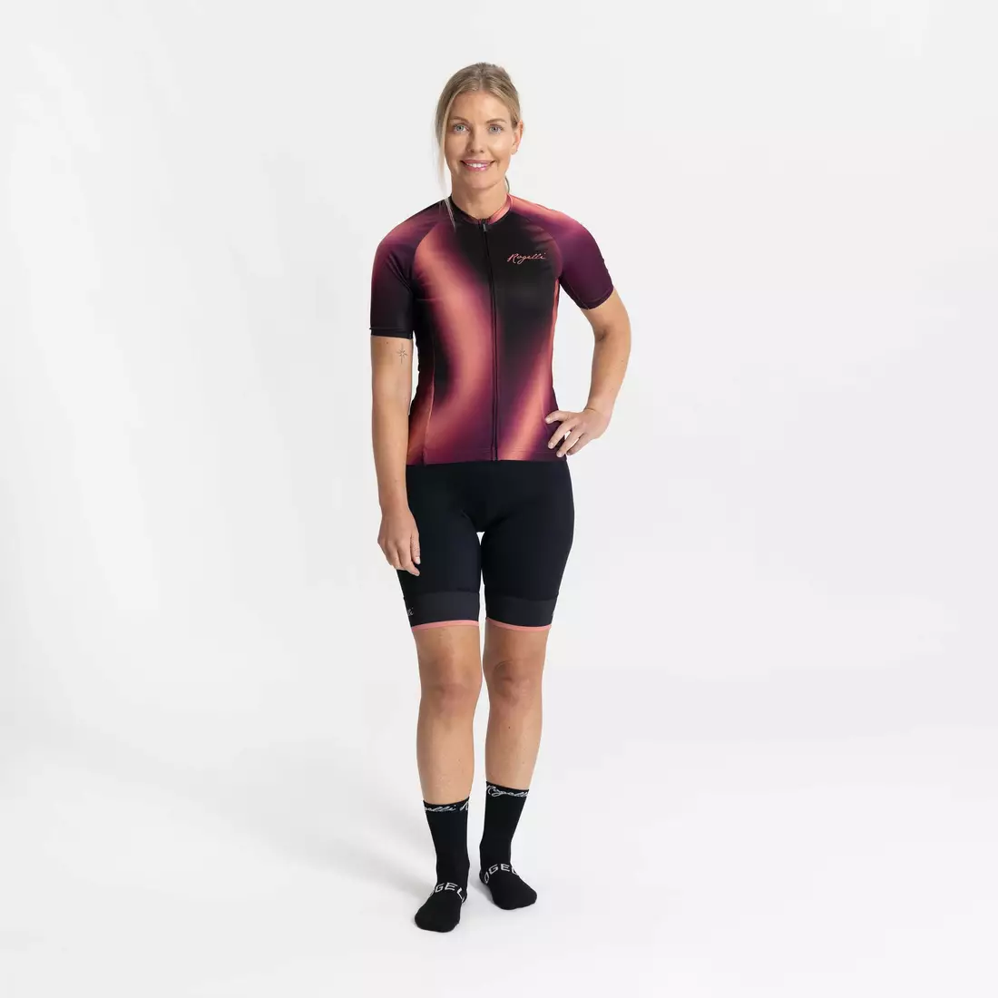 Rogelli women's cycling jersey AURORA burgundy and coral