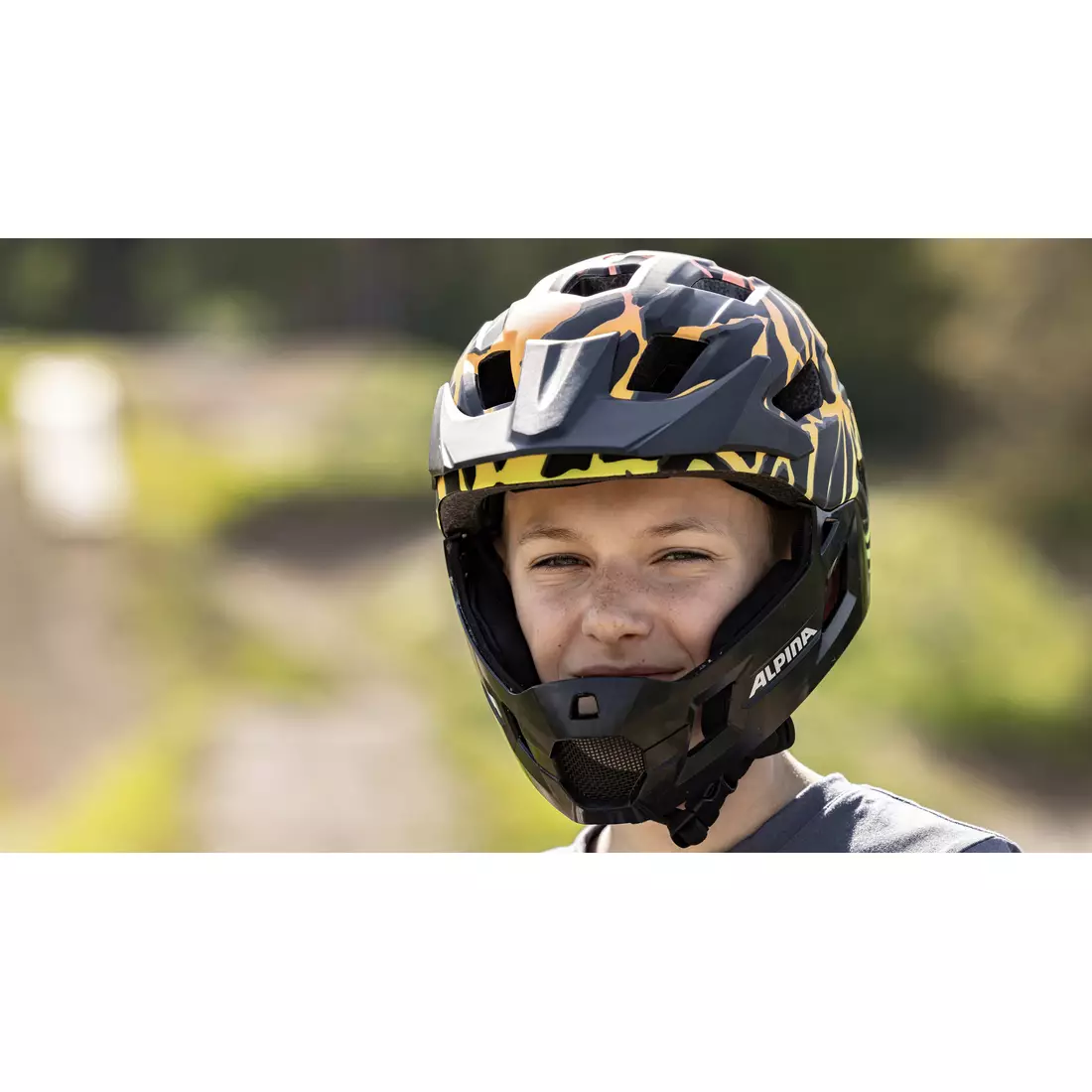 ALPINA RUPI children's fullface bicycle helmet, detachable jaw, FADING-NEON MATT
