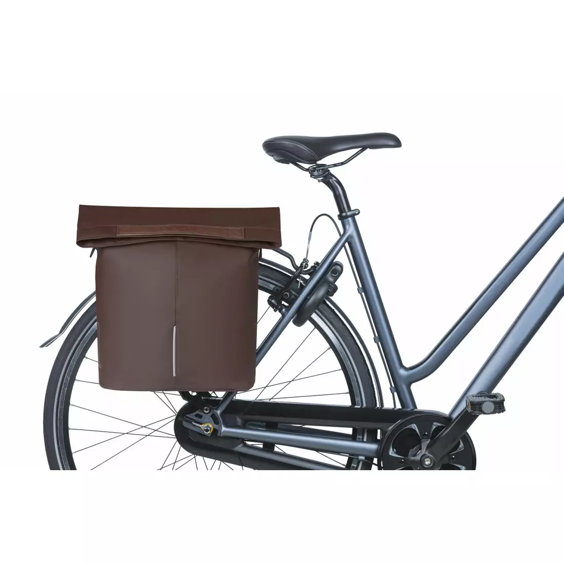 BASIL CITY SHOPPER VEGAN LEATHER bicycle rear pannier 14 L, brown