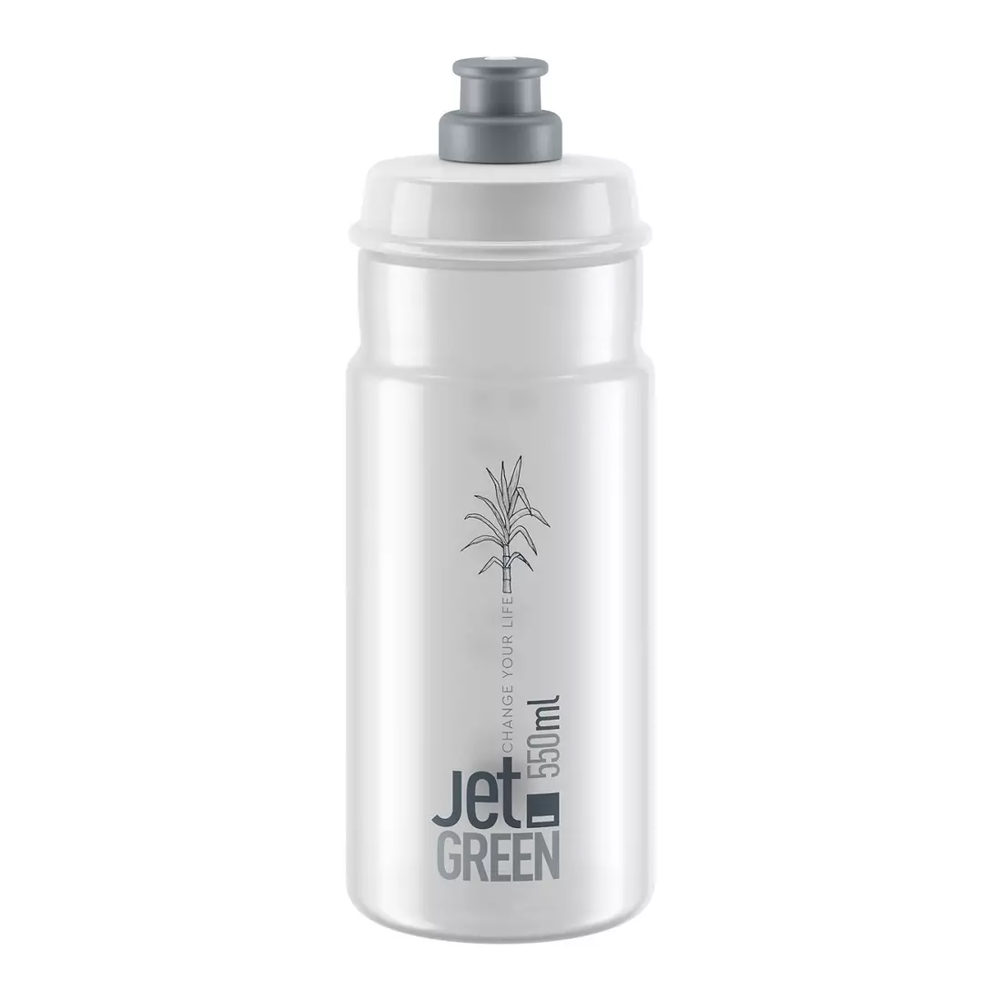 ELITE JET GREEN bicycle water bottle 550 ml, clear