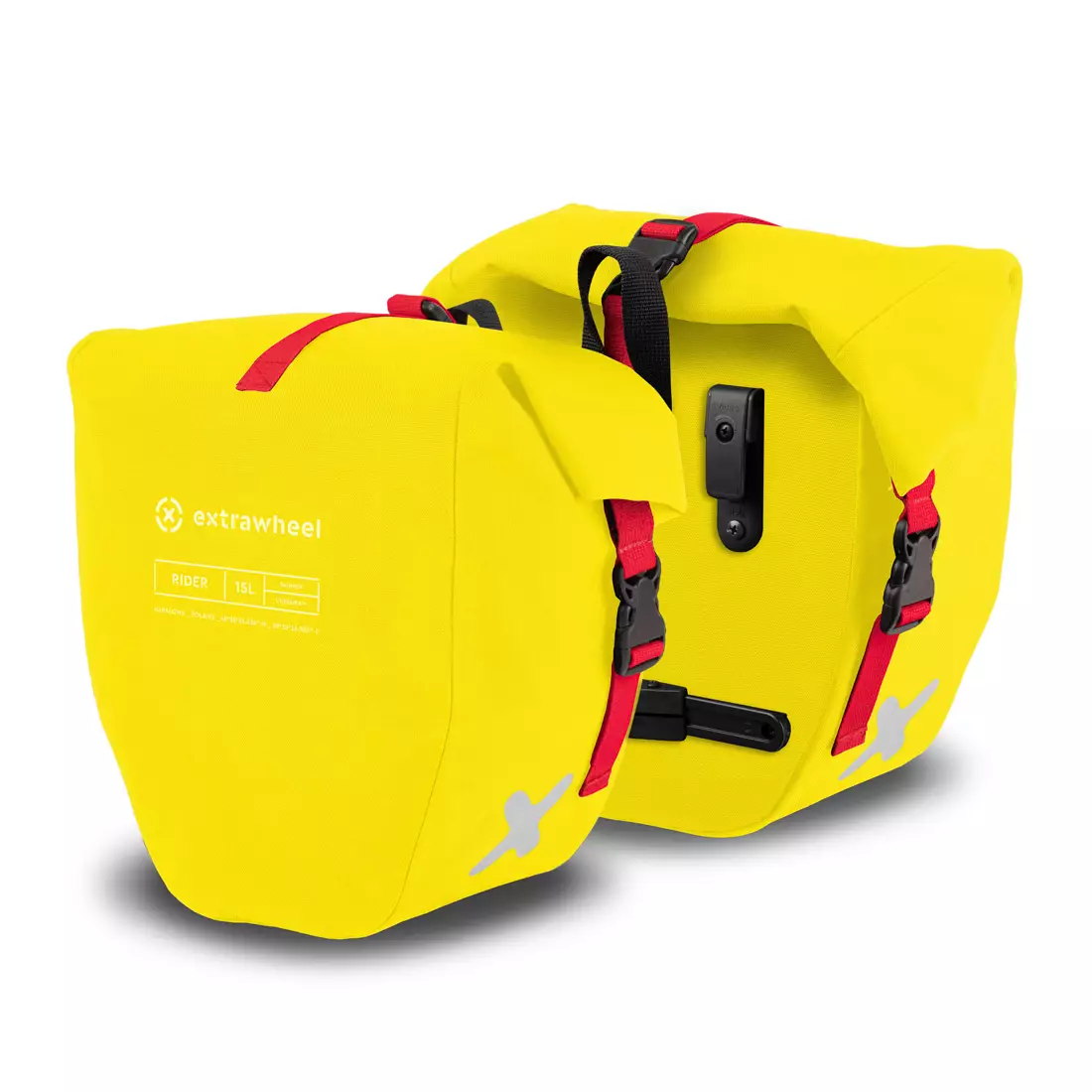 EXTRAWHEEL RIDER PREMIUM CORDURA bicycle pannier for luggage carrier, yellow 2x15 L