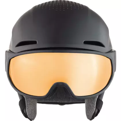 ALPINA ski helmet with glass, contrast enhancement ALTO Q-LITE BLACK MATT (gold mirror) S2