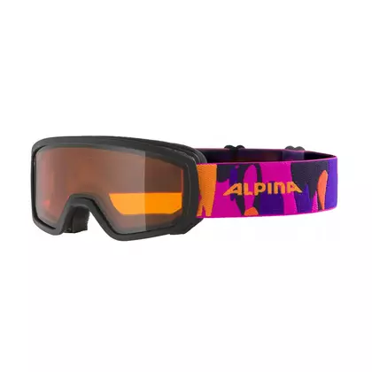 ALPINA ski/snowboard goggles, children's JUNIOR PINEY BLACK-PINK MATT glass ORANGE S2