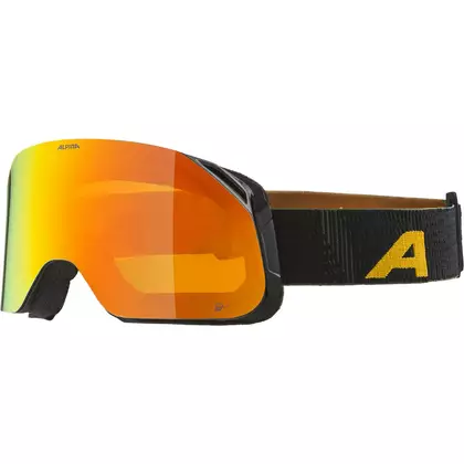 ALPINA ski/snowboard goggles, contrast enhancement BLACKCOMB Q-LITE BLACK-YELLOW MATT glass Q-LITE ORANGE S2