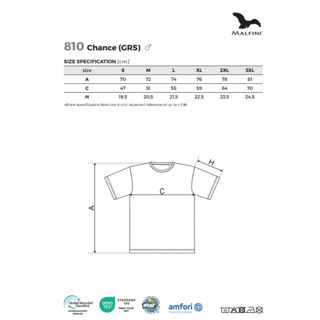 MALFINI CHANCE GRS Men's Sport T-Shirt, Short Sleeve, Micro Polyester from Recycling, Black Melange 810M113