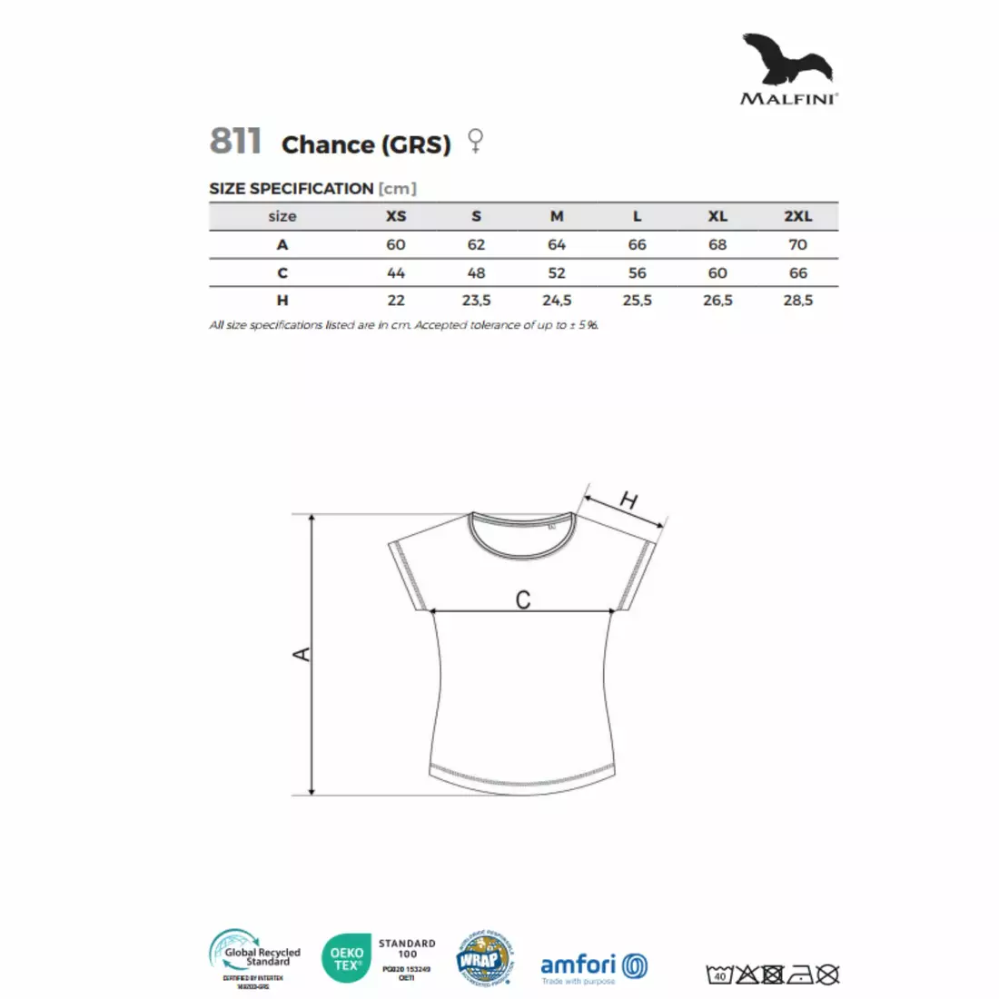 MALFINI CHANCE GRS Women's Sport T-Shirt, Short Sleeve, Micro Polyester from Recycling, Silver Melange 811M312
