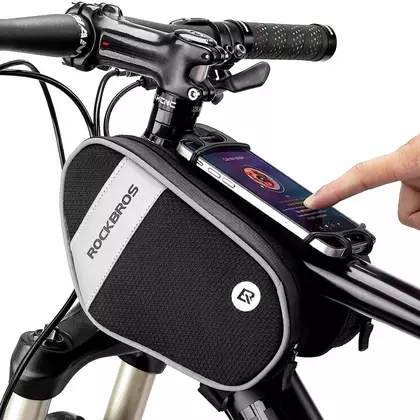 Rockbros Dual Compartment Bicycle Top Tube Bag with Phone Holder, Black 30120047001