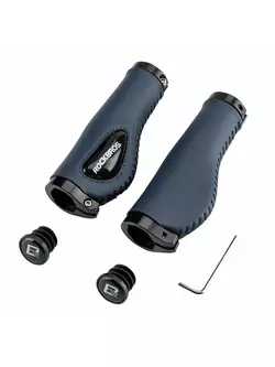 Rockbros Leather Handlebar Grips with Silicone Inserts, Navy Blue 40720001003 + BS-03BK