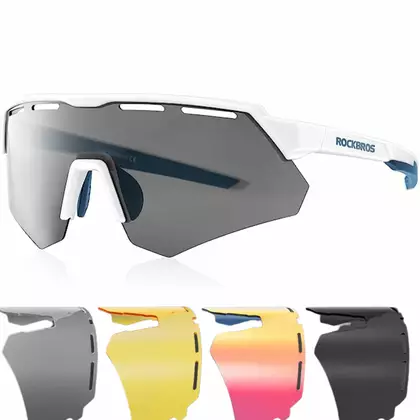 Rockbros Sports Glasses with Polarization, 4 Interchangeable Lenses, Correction, White 14210006001