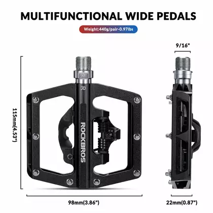 Rockbros Single-Side Clipless Pedals, Platform with PD15-TI Cleats