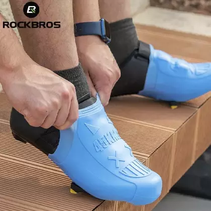 Rockbros silicone, waterproof protectors for the front of the bicycle shoe, blue 22220001001
