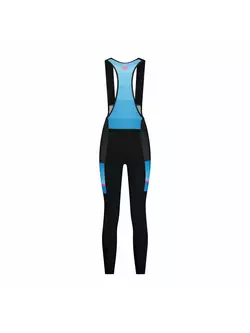 Rogelli women's insulated cycling trousers with suspenders IMPRESS II, blue and pink