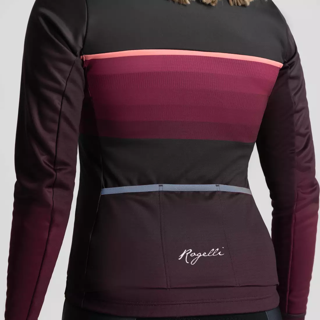 Rogelli women's winter membrane cycling jacket IMPRESS II, burgundy