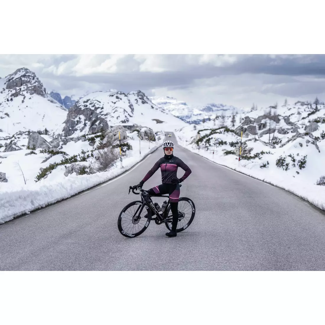 Rogelli women's winter membrane cycling jacket IMPRESS II, burgundy