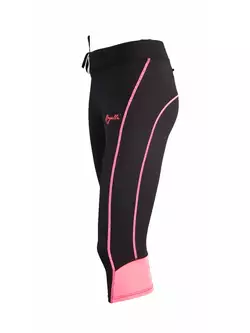 ROGELLI SUEZ women's running shorts 840.742, 3/4 leg, black and pink