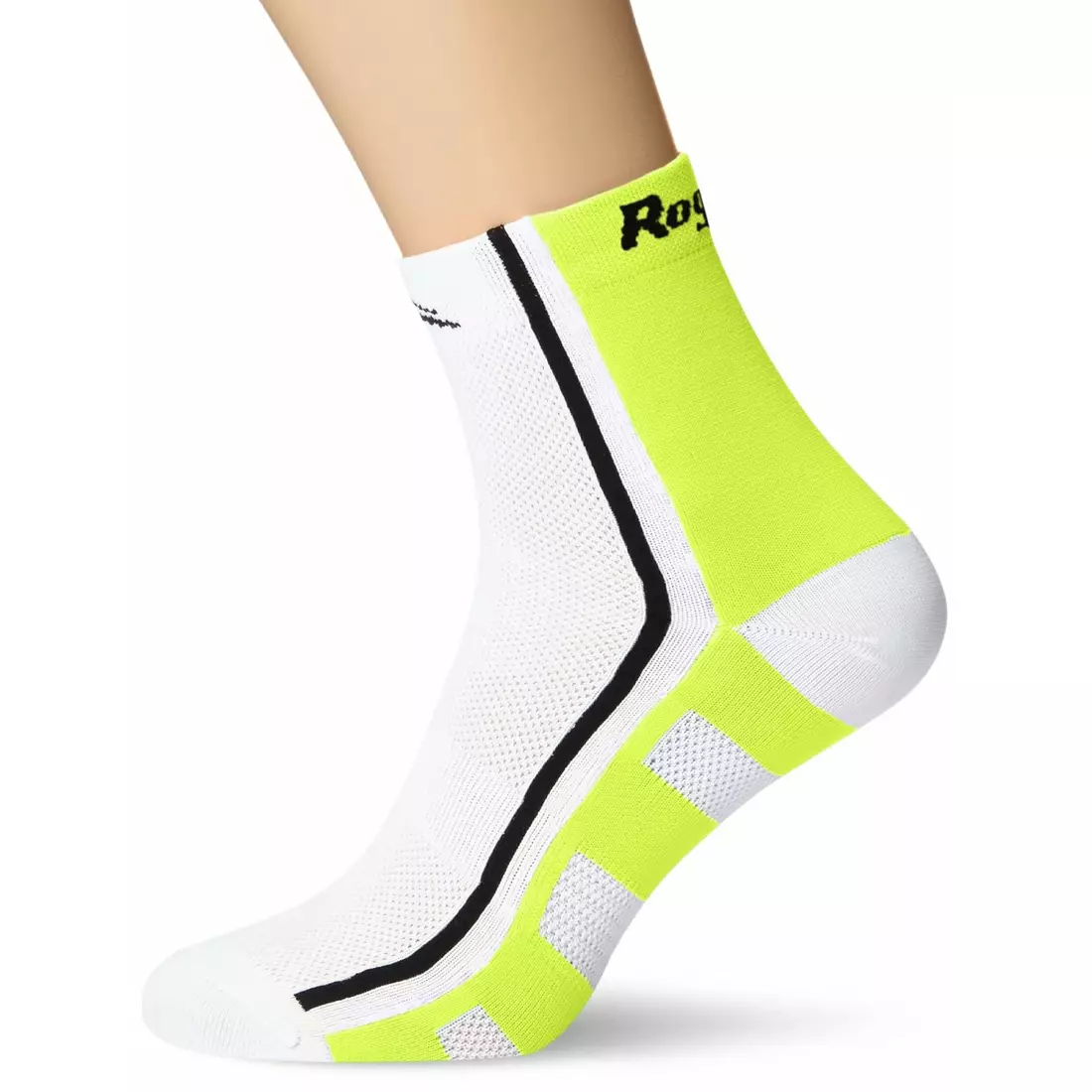 ROGELLI RCS-04 white-fluorine cycling socks