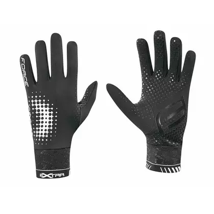 FORCE EXTRA cycling gloves - insulated lycra - black