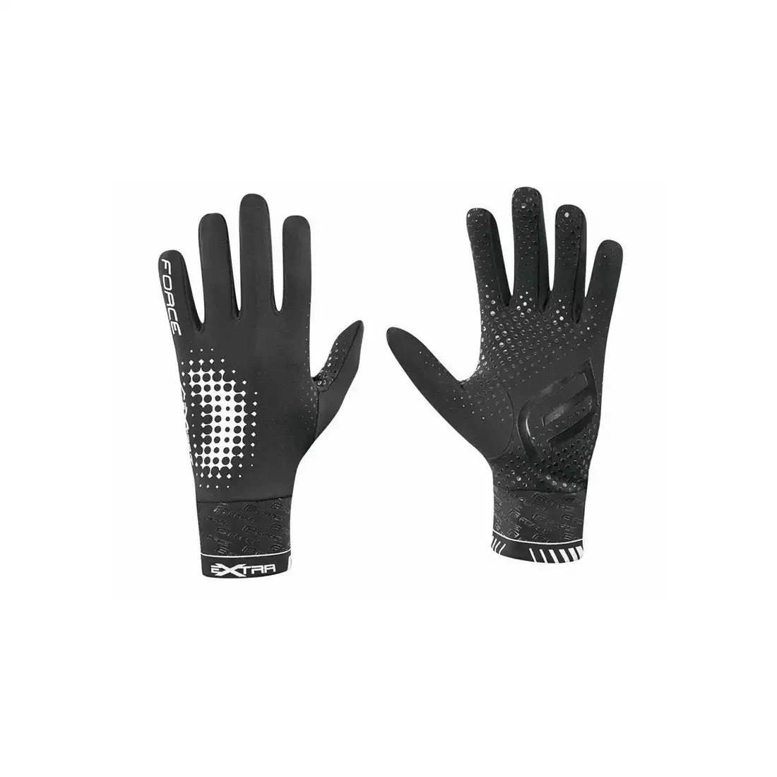 FORCE EXTRA cycling gloves - insulated lycra - black