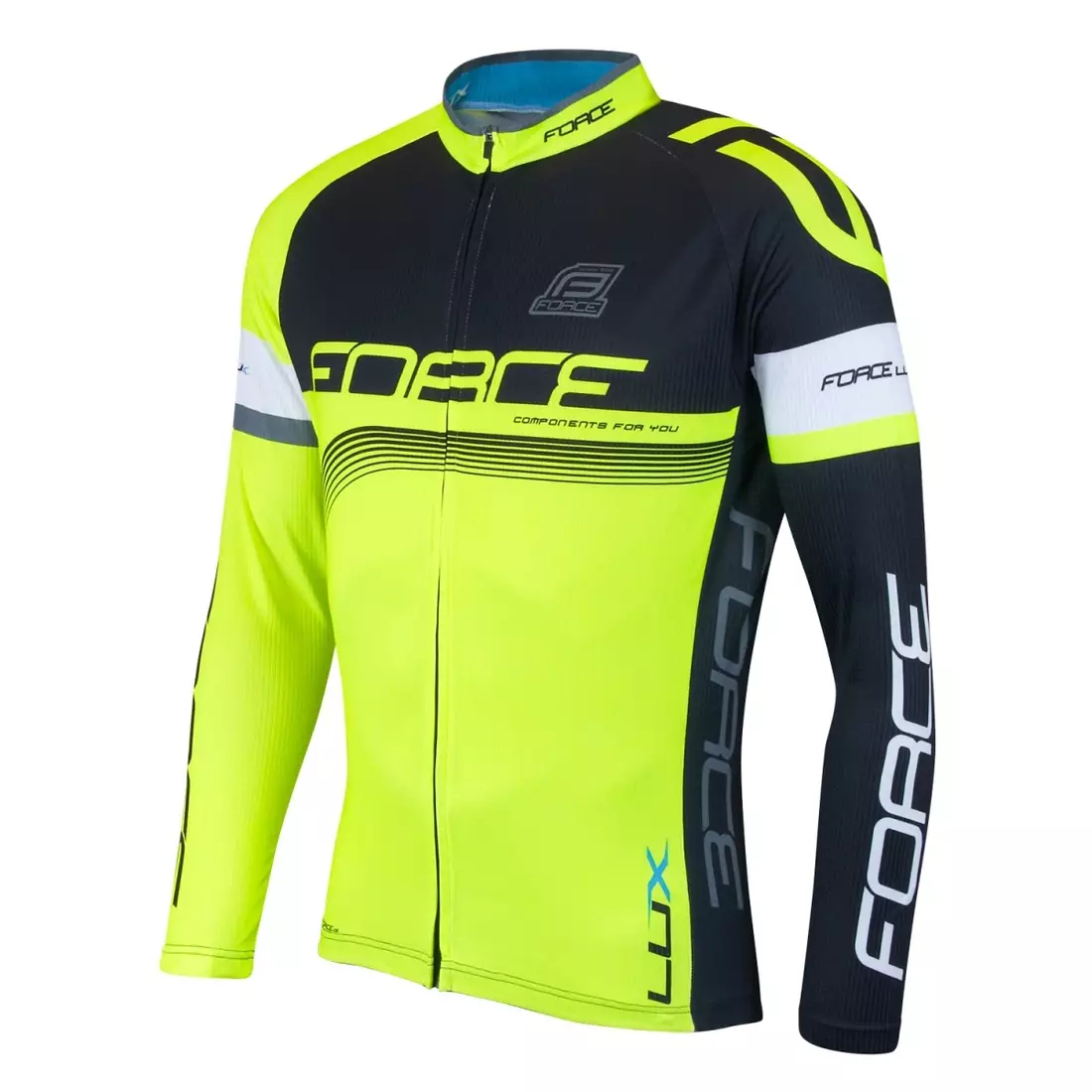FORCE LUX men's cycling jersey long sleeve black-fluor 900141