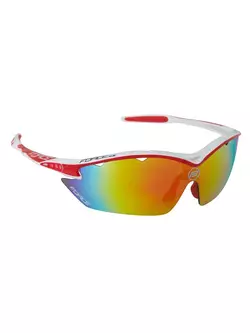 FORCE RON Cycling/sports glasses white and red 91011 replaceable lenses