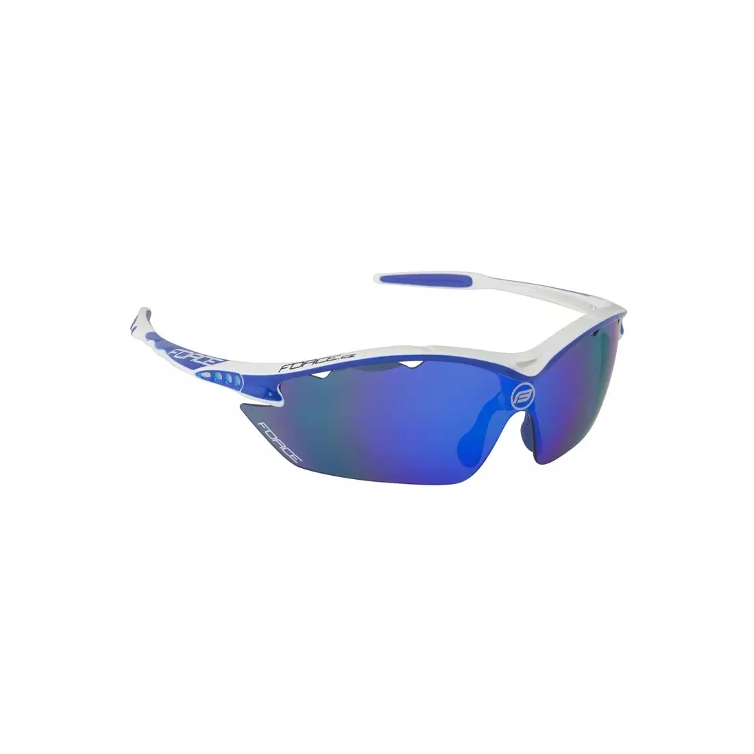FORCE RON Sports/cycling glasses white and blue 91010 replaceable lenses
