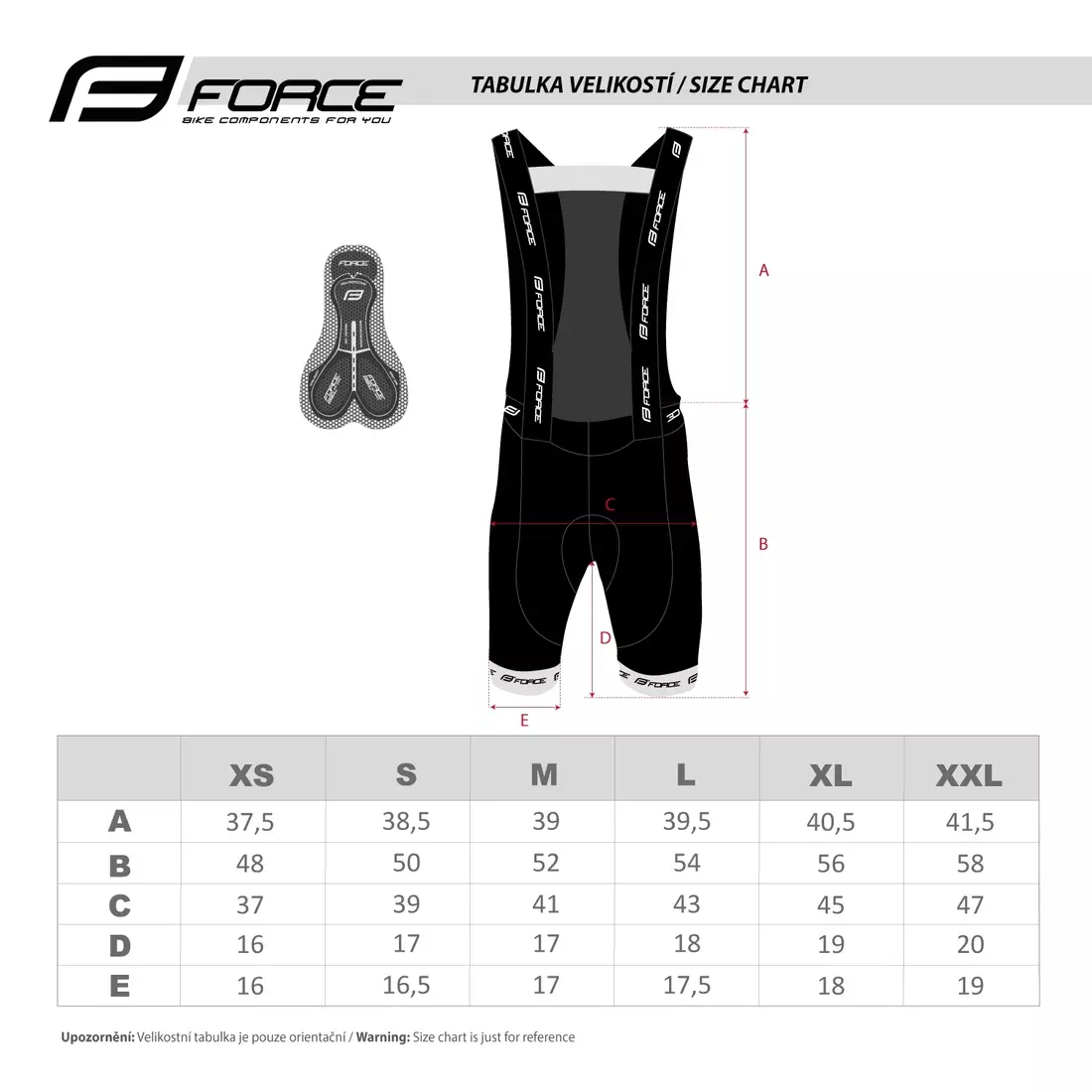 FORCE cycling shorts with braces B45 black 900285 