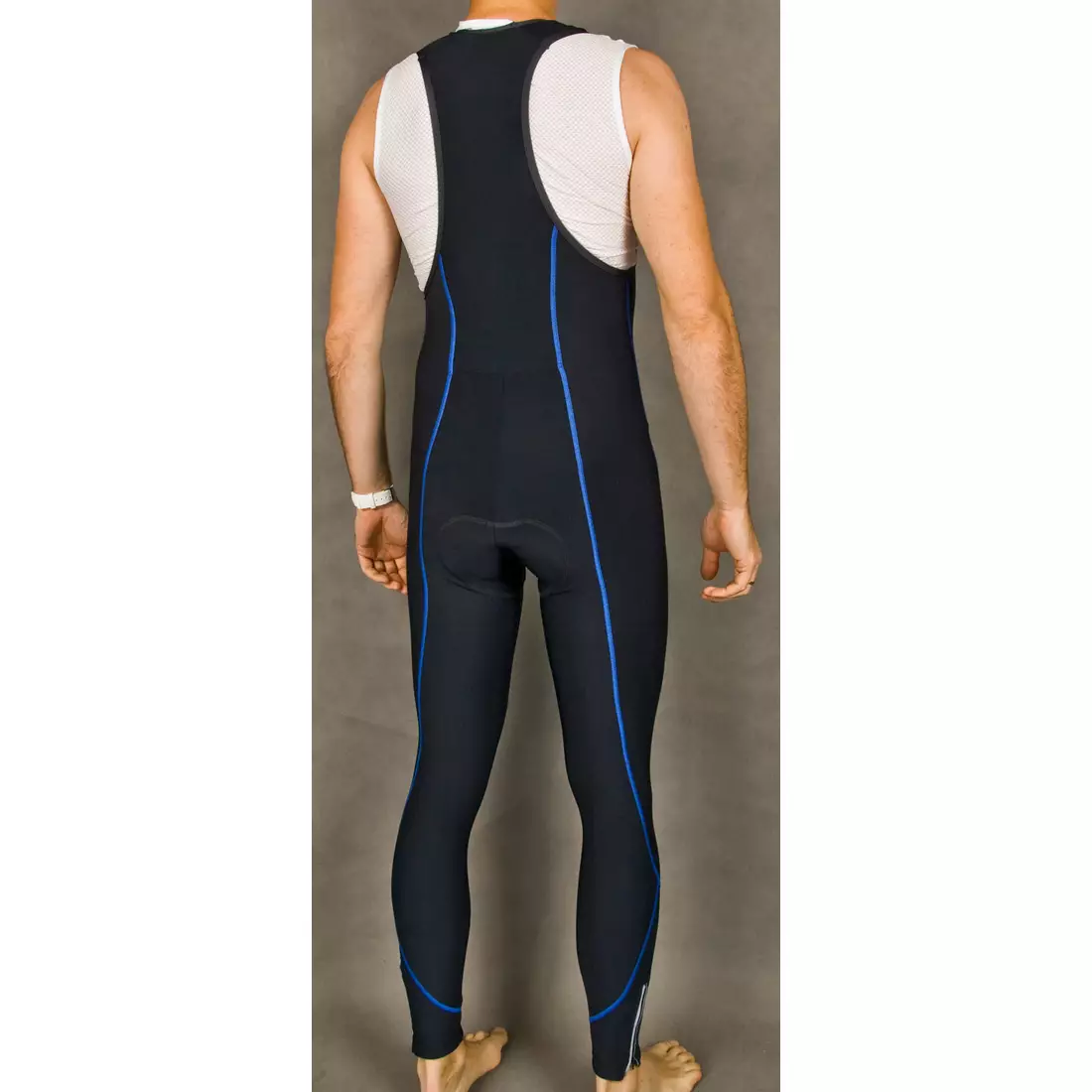 MikeSPORT GEXO insulated cycling pants with COMP HP insert, bib, black and blue seams