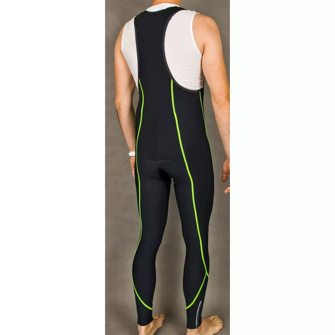 MikeSPORT GEXO insulated cycling pants with COMP HP insert, bib, black and fluorine stitching