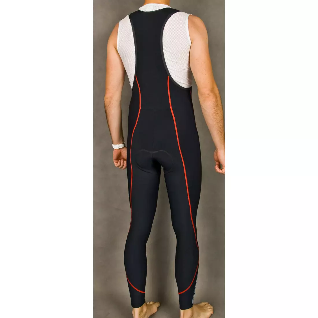 MikeSPORT GEXO insulated cycling pants with COMP HP insert, bibs, black and red seams