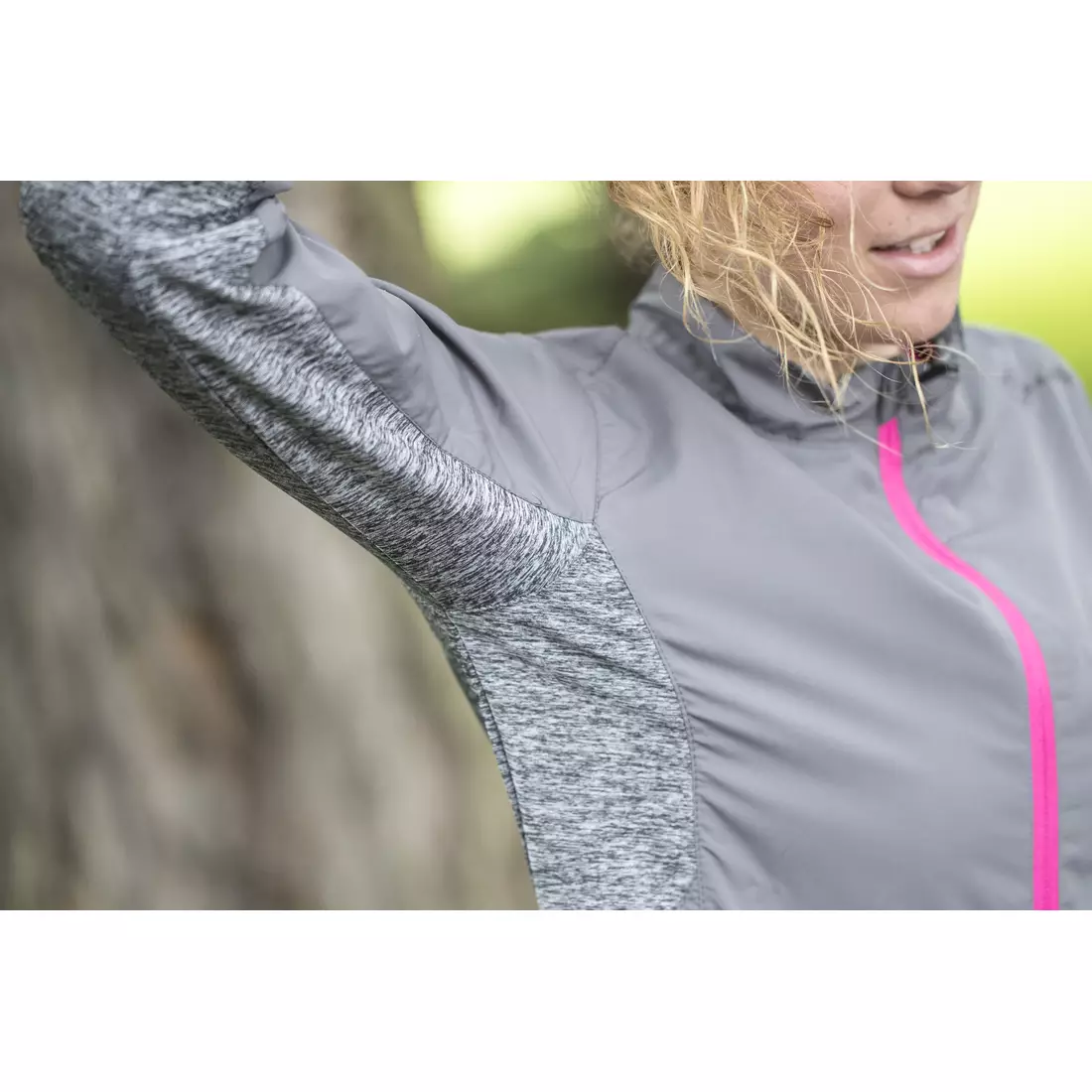 ROGELLI RUN SAMANTA 840.861 - women's running windbreaker jacket, gray and pink