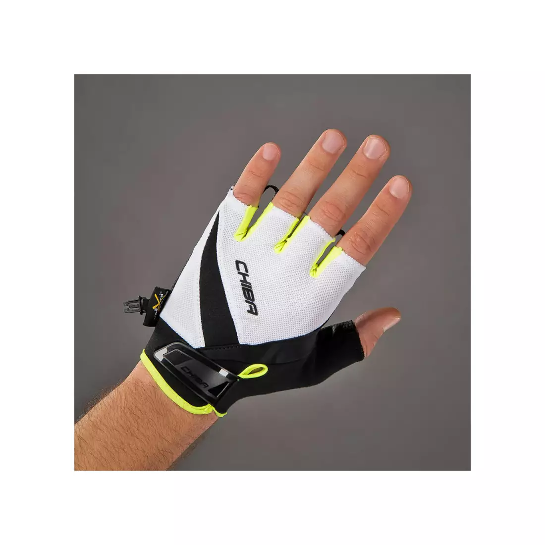 CHIBA AIR PLUS cycling gloves, white-fluo 30145