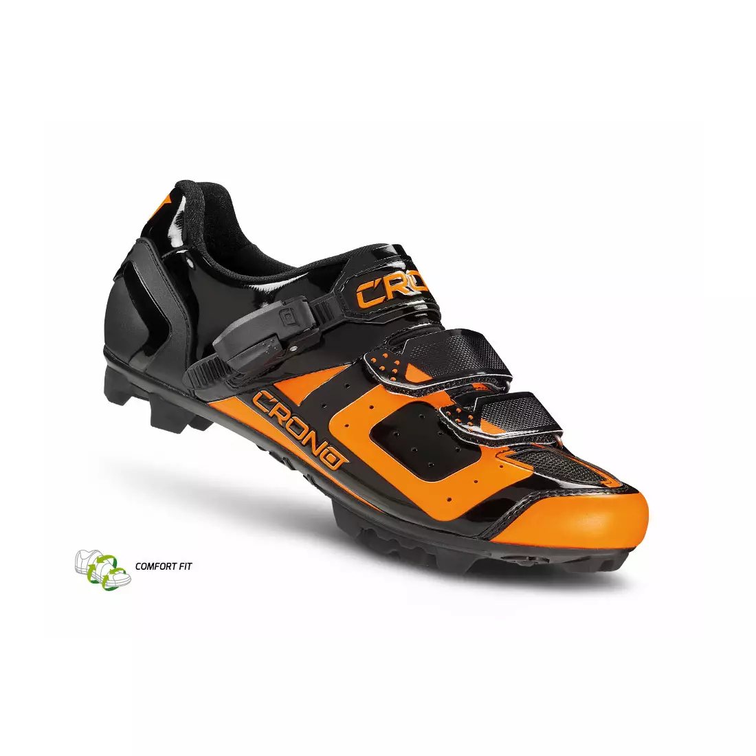 CRONO CX3 nylon - MTB cycling shoes, black and orange fluo