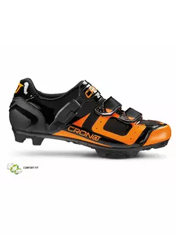 CRONO CX3 nylon - MTB cycling shoes, black and orange fluo