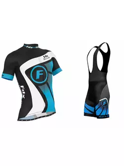 FDX 1020 summer cycling set: jersey + bib shorts, black and blue
