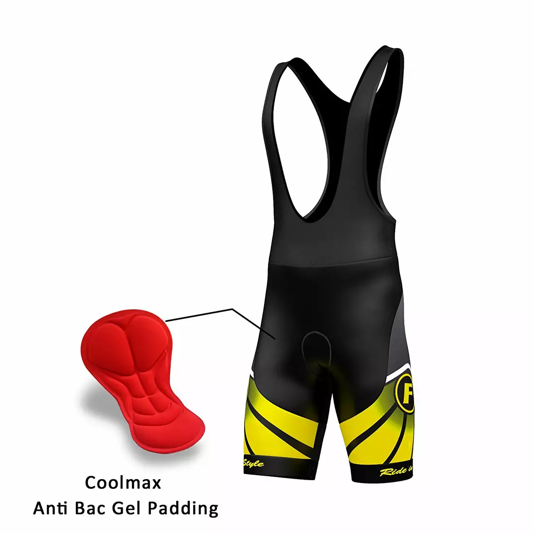 FDX 1020 summer cycling set jersey + bib shorts black and yellow