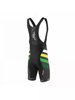 FDX 1260 men's bib shorts, black, yellow and green