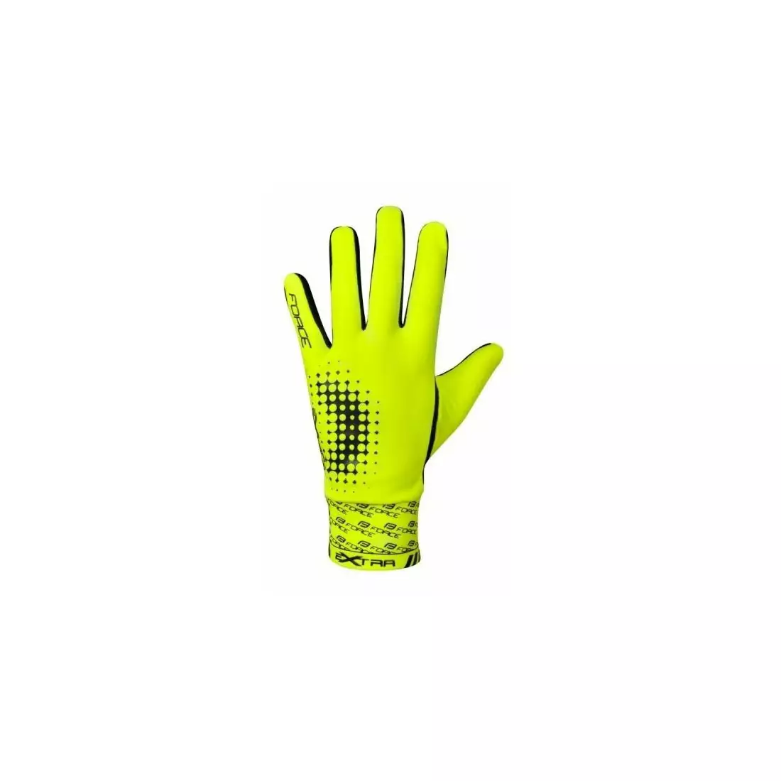 FORCE EXTRA cycling gloves - insulated lycra - yellow fluor