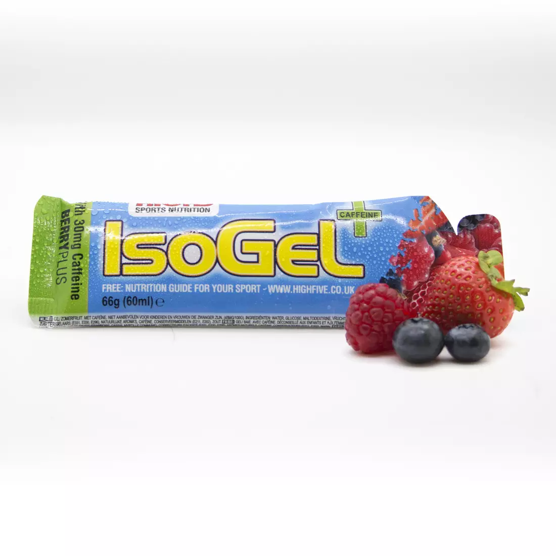HIGH5 IsoGel Plus (with caffeine) isotonic gel flavor: BLUEBERRY Plus (with caffeine) capacity. 60ml