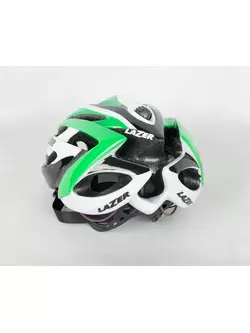 LAZER O2 road bicycle helmet green and white
